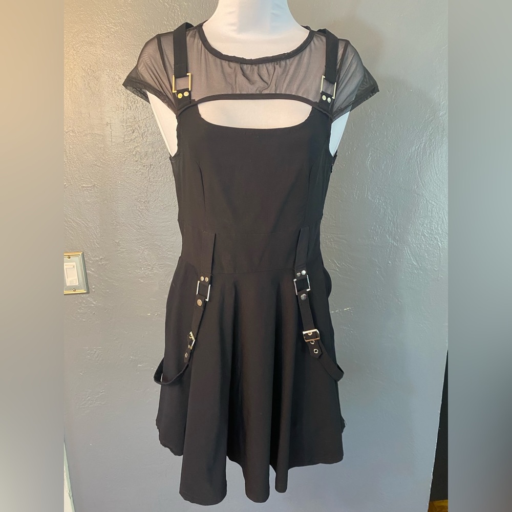 Very Unique Strappy Black Mini Dress Size XL